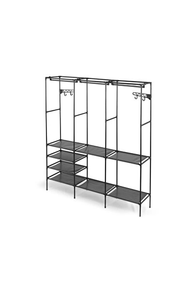 OEM Clothes organizer, textile wardrobe type, 8 shelves, 2 metal bars, black,...