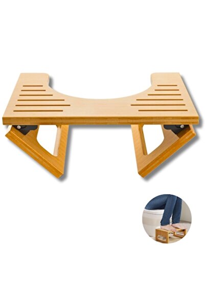Jaskus ® Bamboo WC Booster Stool - Adjustable & Foldable Postural Stool for C...