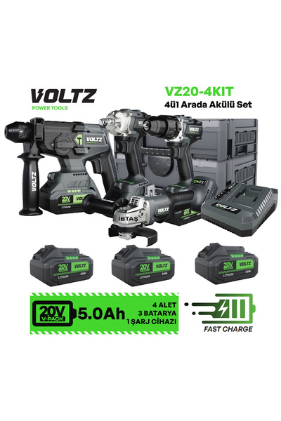 İBTAŞ VOLT - 20 Volt 5 Amper - Akülü 4 Lü Set - Darbeli Matkap - Somun Sökme ...