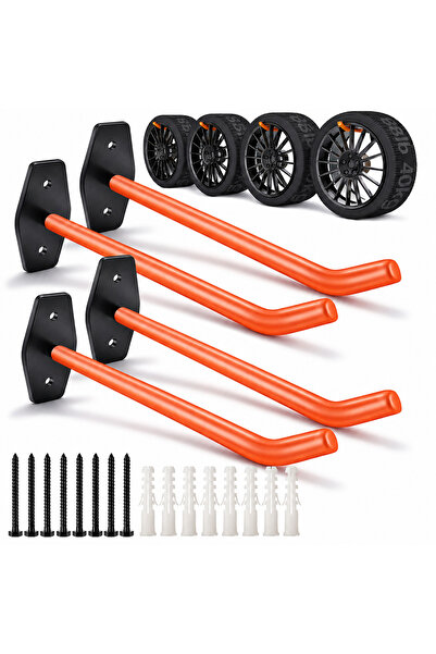 zola Set 4 suporti de perete pentru jante/anvelope, suporta 60 kg, otel cu pr...