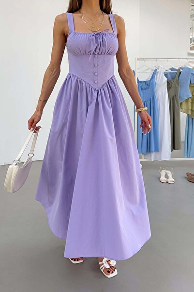 mylove Gathered Bust Detailed Midi Dress Lilac