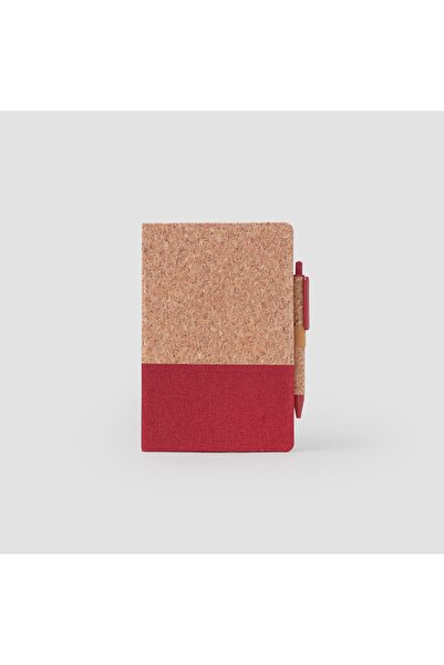Raseel Notebook with Cork Fabric Cover and Pen - Red