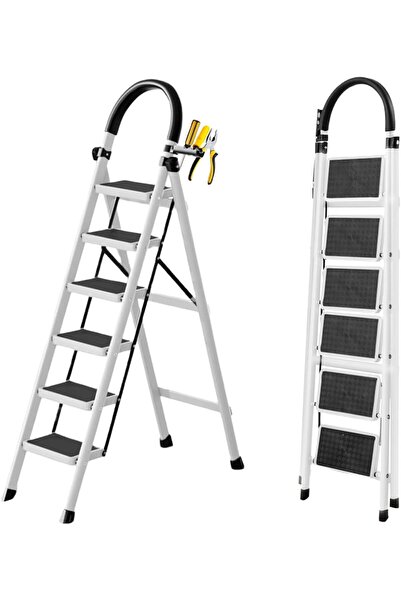 Generic Foldable 6-step ladder with wide non-slip design, strong steel ladder...