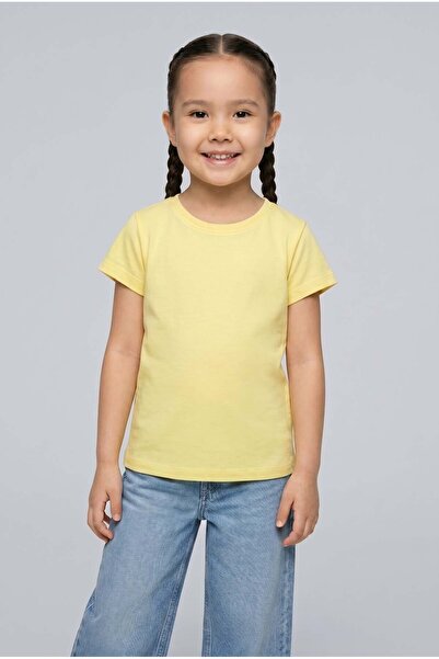 Brix Tricou cu mânecă scurtă pentru fete, 100% bumbac, culoare galbenă 7701