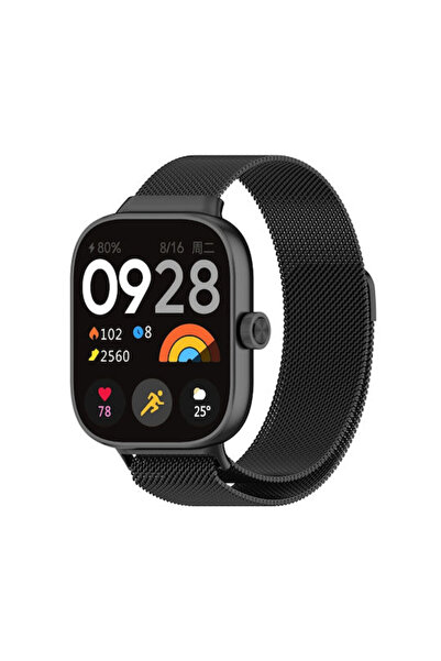 OEM Redmi Watch 4 Xiaomi Smart Band 9 Pro Μαύρο Μαγνητικό Λουράκι από Ανοξείδ...