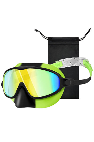 Choice Green-coated Nose Cover Silicone Swim Goggles Wide View Diving Glasses...