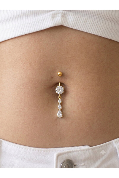 kurukafagift Üç Damlalı Göbek Çelik Piercing