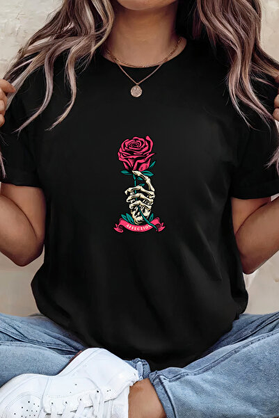 Sarah's Boutique Women's T-shirt – 100% cotton – Skeleton Rose