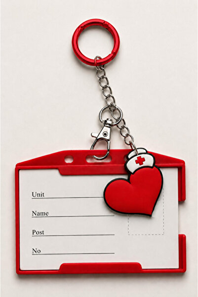 excarpin Heart Figured Modern Spring Ring Chain Red Card Holder Stylish Acces...