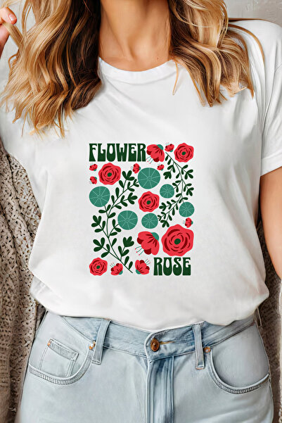 Sarah's Boutique Women's T-shirt – 100% cotton – Flower Rose