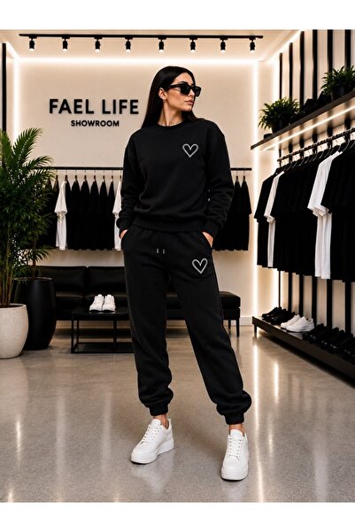 FAEL LİFE SET UNISEX CU GULER ROTUND ȘI PANTALONI DE TRENING CU IMPRIMARE MIN...