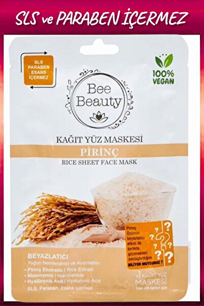 Bee Beauty Beyazlatıcı Kağıt Yüz Maskesi Pirinç Özlü Yoğun Nemlendiricili