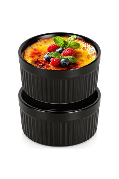 Orion Boluri de copt din porțelan negru 260 ml, 2 buc.