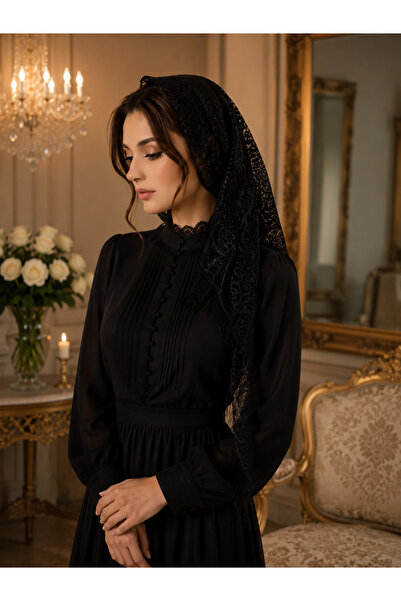 OEM Esarfa Eleganta Neagra cu Motive Fine – Esarfa Transparenta de Lux pentru...