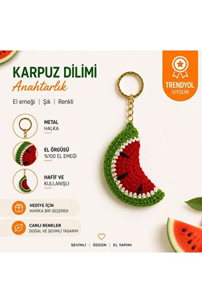El Yapımı Örgü Meyve Dilimi Anahtarlık – Karpuz, Portakal ve Limon Desenli Amigurumi Çanta Aksesuarı