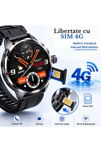 Medeyatech Smartwatch H99, 4G LTE, Android, Ecran 1.95" AMOLED, 3GB RAM, 32GB...