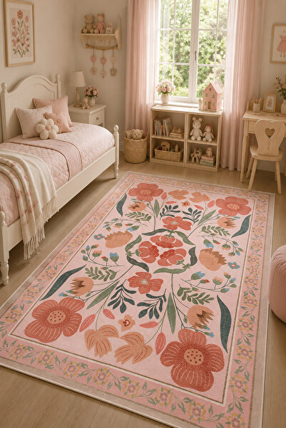 GECE HOME Dijital Kaymaz Baskılı Yıkanabilir Desenli Salon Halısı Mutfak Halı...