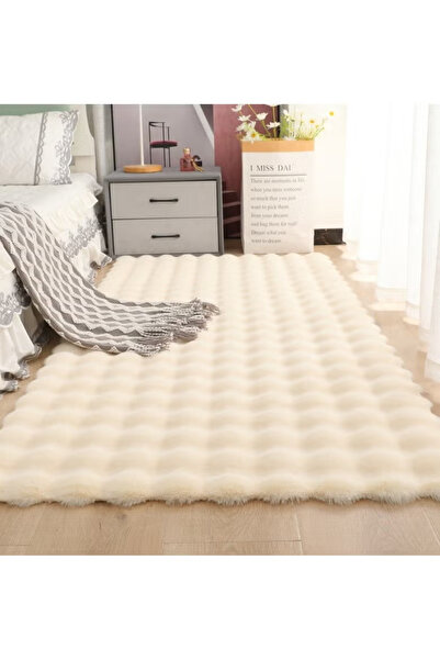 TAPIT Soft Area Rug Machine Washable Faux Rabbit Fur Rug White Non Slip Fluff...