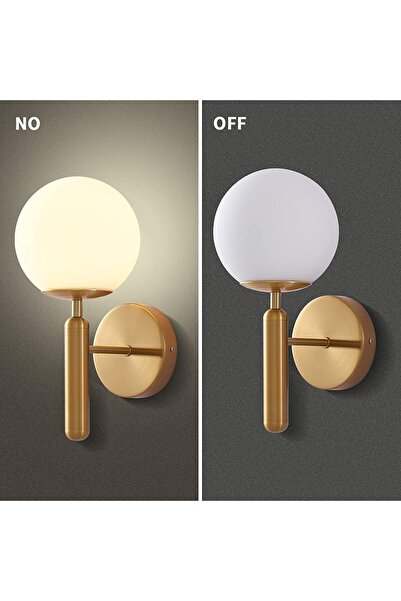 Generic Modern Globe Wall Sconce, Brushed Brass Gold Metal Wall Lamp with Ver...