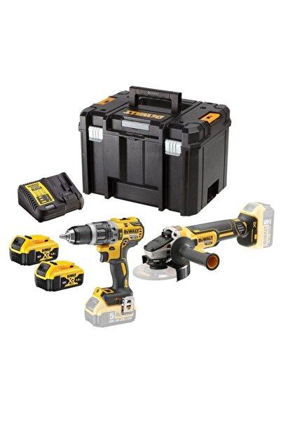 Dewalt DCD796P2-QW Drill Driver & DCG405N-XJ Angle Grinder Set, 2x 5Ah Batteries