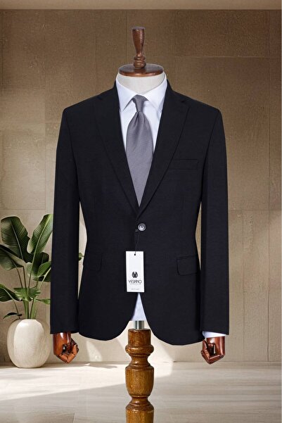 Sergio Ferraro Siyah Slim Fit İtalyan Stil Klasik Erkek Blazer Ceket
