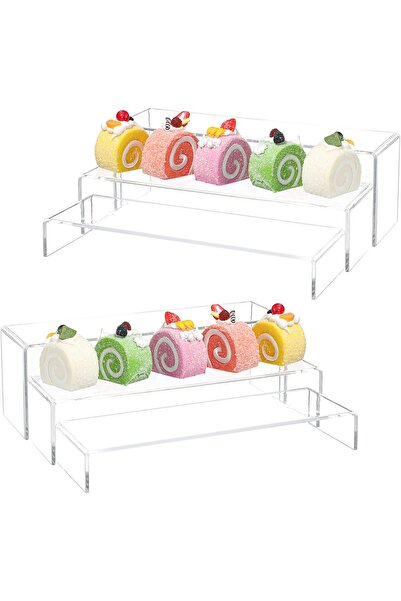Slasa Large Acrylic Display Risers Set of 6, Clear Rectangular Product Displa...