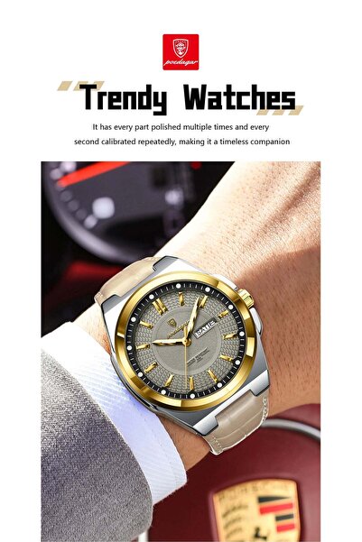 POEDAGAR Wristwatches Top Luxury Waterproof Sport Wrist Watch Quartz Genuine Leather Band