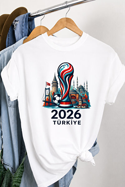Auryne Jewelry تي شيرت بتصميم خاص لكأس العالم في تركيا للجنسين، مصنوع من القط...