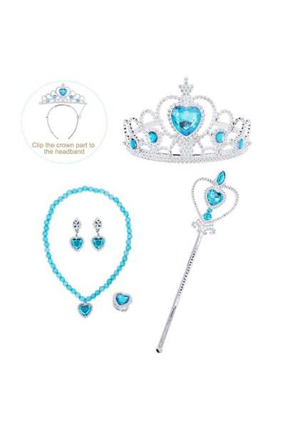 Frozen Set 5 accesorii Elsa Frozen, Sceptru, Bijuterii, Coroana, Argintiu/Alb...