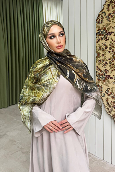 KUQOS Aqua Soft Amber Patterned Shawl