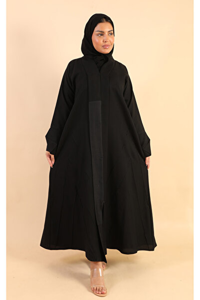 Stylish Fashion عباية من ستايلش فاشن نواعم باللون الأسود مزينة بدانتيل