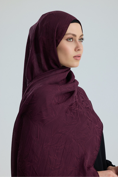 CHALE Floş Pamuk Şal / Lace of Leaves Collection- Berry Lace