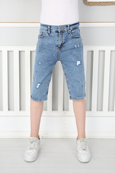 Noble Kids&Boutique Boys' Vintage Detailed Denim Capri - Flexible and Comfort...