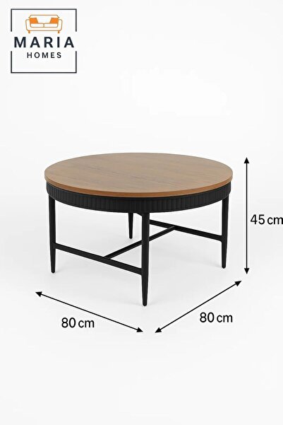 HoMeY furniture طاولة قهوة من ماريا هومز، مصنوعة من الخشب والمعدن، باللون الب...