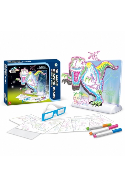 Avaleea Tabla De Desen Cu Lumini 3D Dinozaur Pentru Copii, Set Creativ Cu Och...