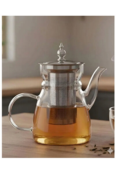 Flower Toys Ivory Premium Borosilicate Glass Teapot with Herbal Tea Strainer ...