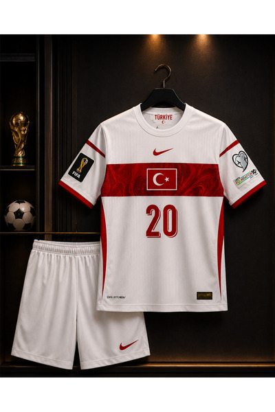 Selvira Türkiye Milli Takım Çocuk Futbol Forması Şortlu Set Beyaz Kırmızı Lis...