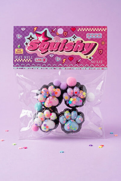 4'lü Set Sevimli Pullu Kedi Patisi Squishy Yumuşak Stres Oyuncağı