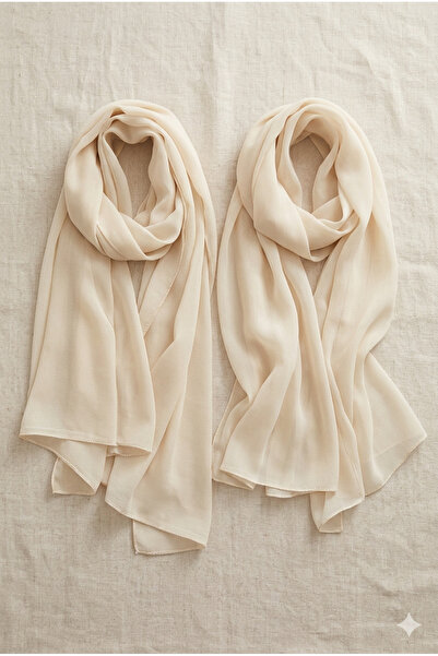 Atlas Kumass Double Beige Chiffon Shawl 70X180