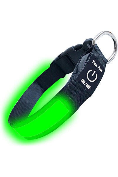 OEM Zgardă luminoasa cu LED pentru câine, Verde, marime M (40-50 cm) – Reîncă...