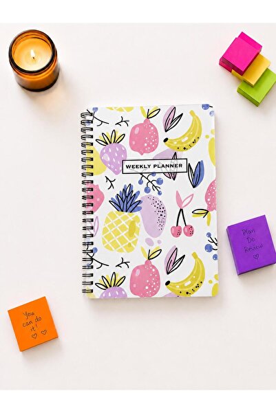 PickyTidy A5 Spiralli, 60 Yaprak, 4 Sayfa Sticker, Haftalık Planlayıcı