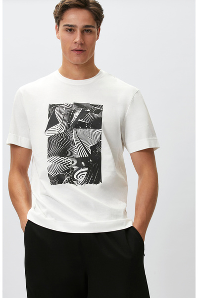 Network Beyaz Enjeksiyon Baskılı T-shirt