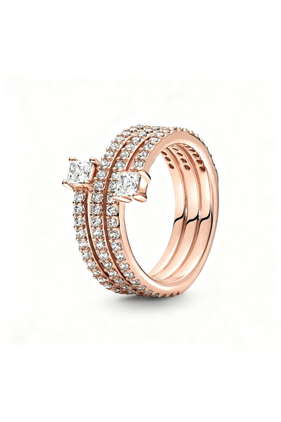 PandoraStore خاتم باندورا الذهبي ثلاثي الحلقات
