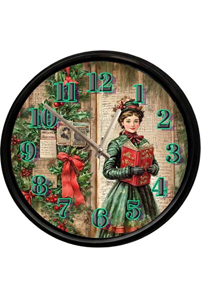 Caseras Decorative Wall Clock with Vintage Design of Young Girl Reading a Boo...