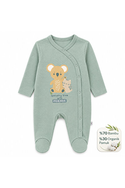 Mother Love Natural Bamboo and Cotton Jumpsuit with Booties