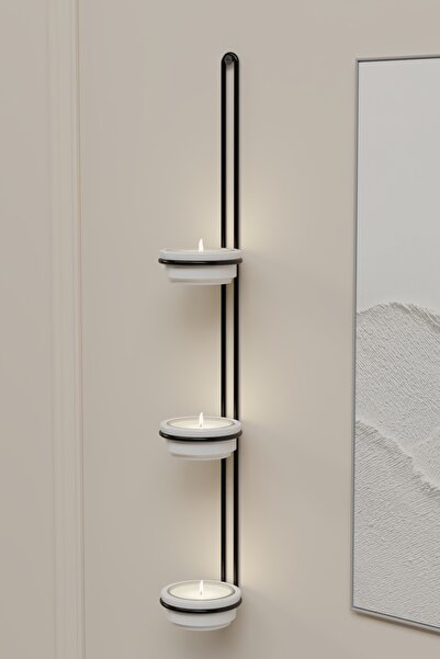 Dekula Tealight Şamdan Duvar Şamdanlık Mum Askılı 3'lü Siyah Metal Dekoratif ...