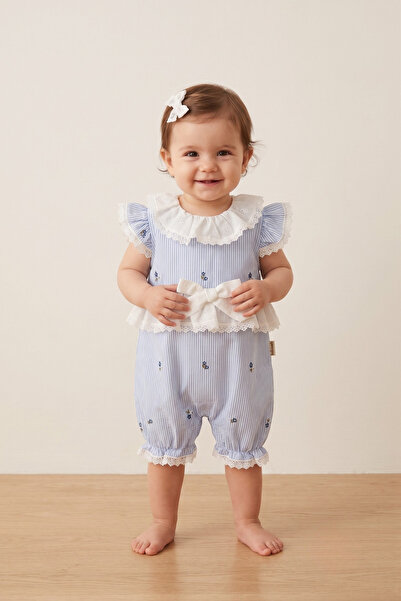 Bebezade Summer Baby Girl Blomline Bow Detailed Jumpsuit