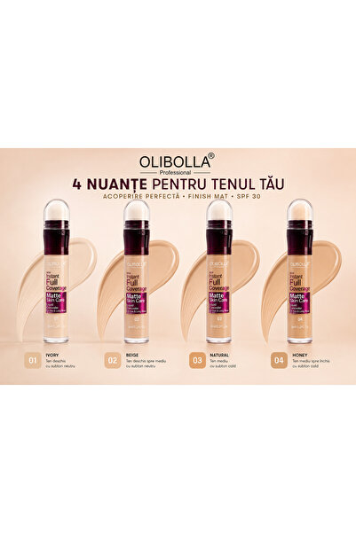 OLİBOLLA Instant Full Coverage Concealer SPF 30 PA++ – Acoperire Ridicată, Fi...