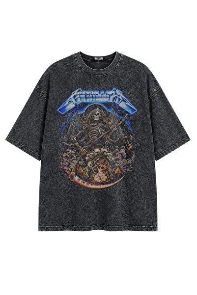 Fuddy Moda Μπλουζάκι Unisex Oversize Metallica Creeping Death με στάμπα, πλεν...