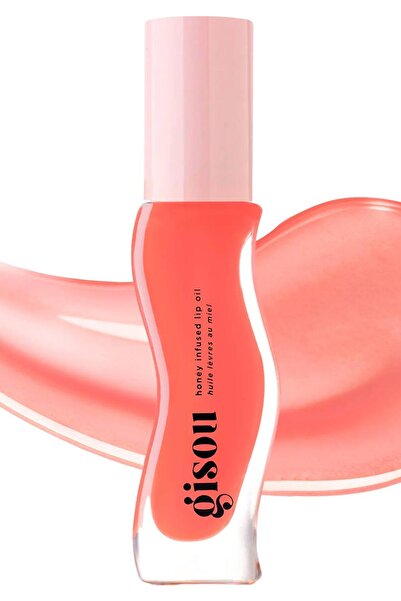 gisou Honey Infused Moisturizing and Brightening Lip Care Oil Bee-Llini Peach...